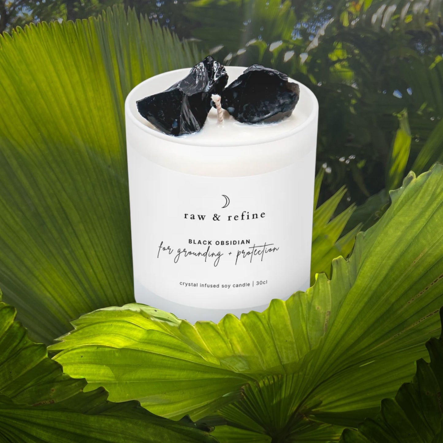Black Obsidian Crystal Candle