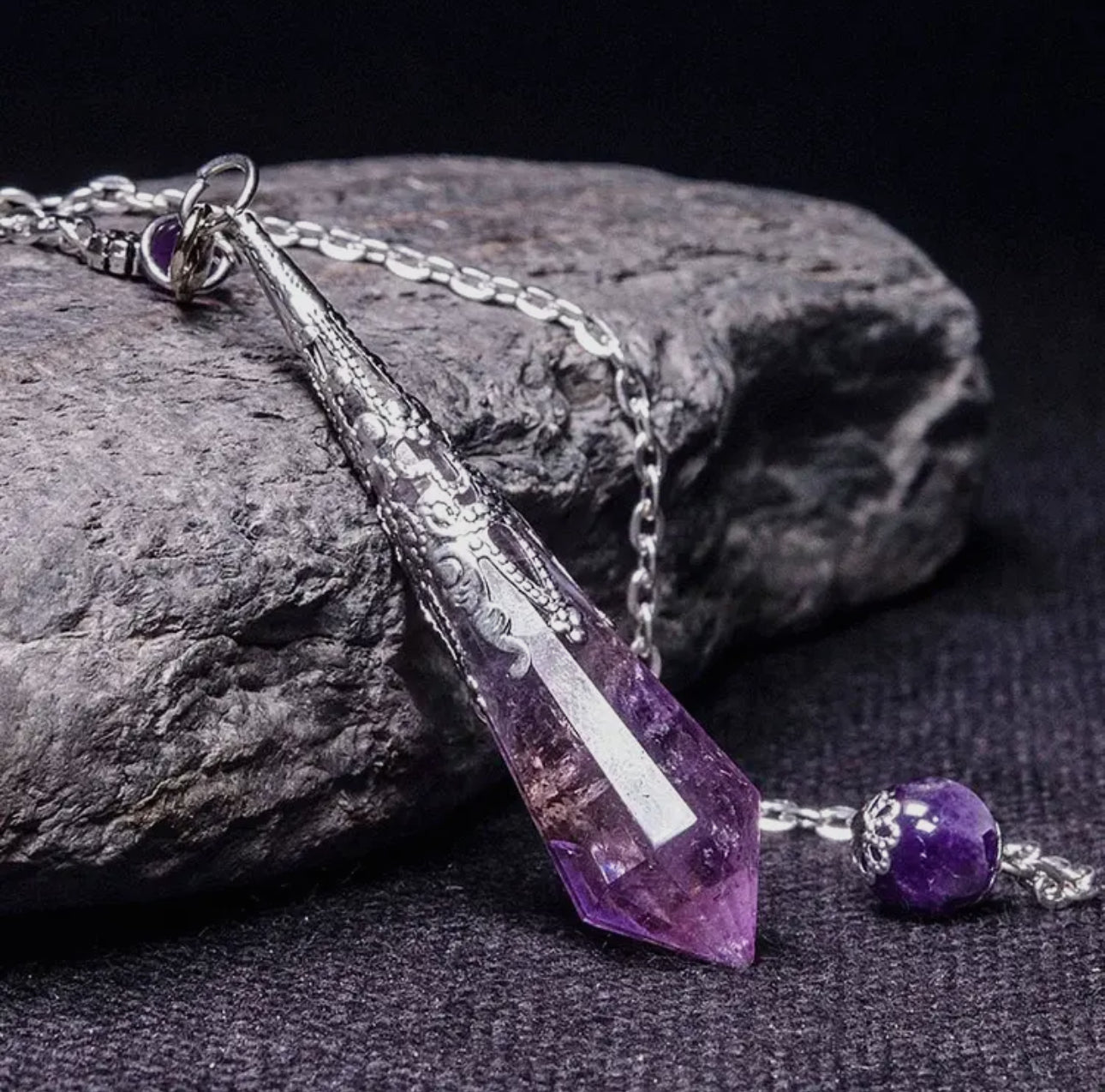 Natural Amethyst Retro Healing Pendulum