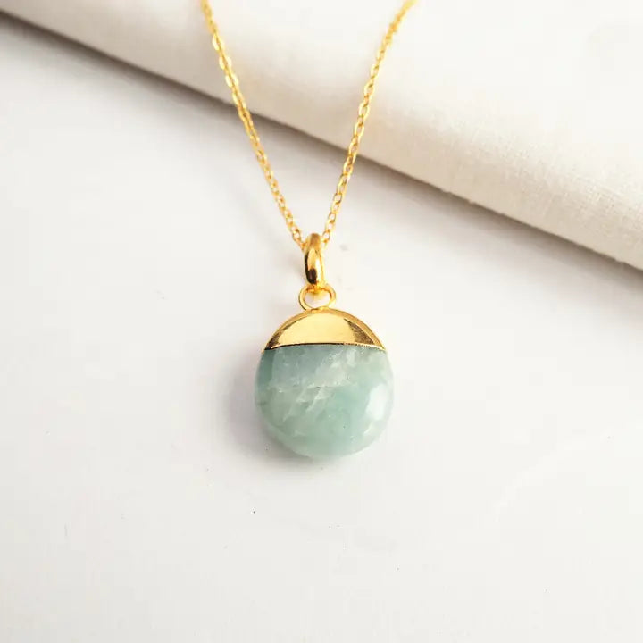 Aquamarine Gemstone Birthstone Tumbled Necklace